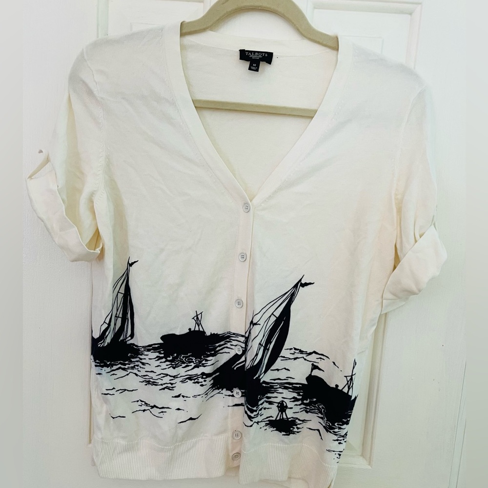 Talbots Sailboat Cardigan